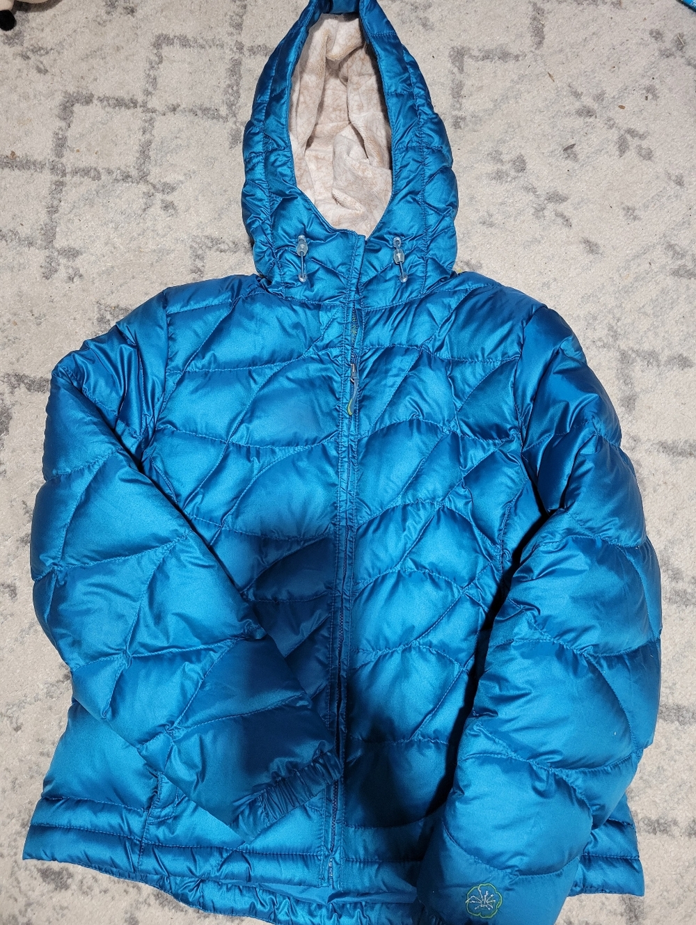 L.L. Bean Teal Blue Quilted Hooded Puffer Jacket